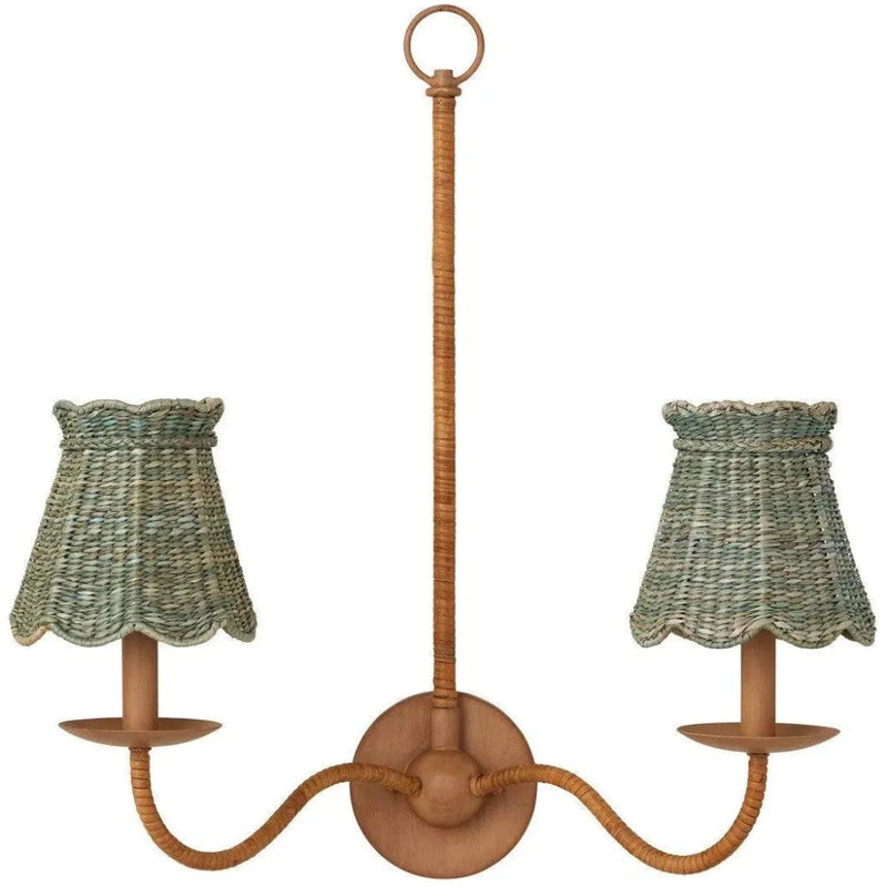 Annabelle Light Teal Tapered Chandelier Shade - LOOMLAN - Currey & Co - Chandeliers