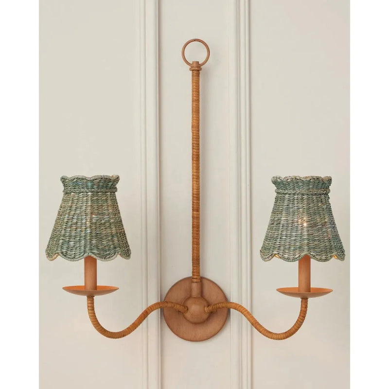 Annabelle Light Teal Tapered Chandelier Shade - LOOMLAN - Currey & Co - Chandeliers