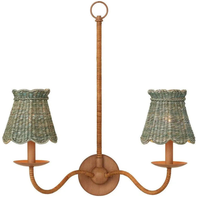 Annabelle Light Teal Tapered Chandelier Shade - LOOMLAN - Currey & Co - Chandeliers