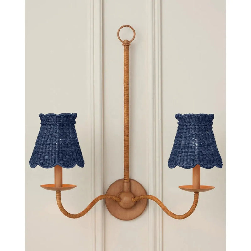 Annabelle Seagrass Blue Tapered Chandelier Shade - LOOMLAN - Currey & Co - Chandeliers