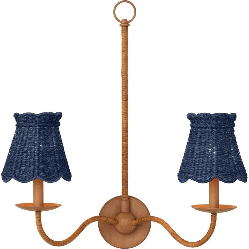 Annabelle Seagrass Blue Tapered Chandelier Shade - LOOMLAN - Currey & Co - Chandeliers