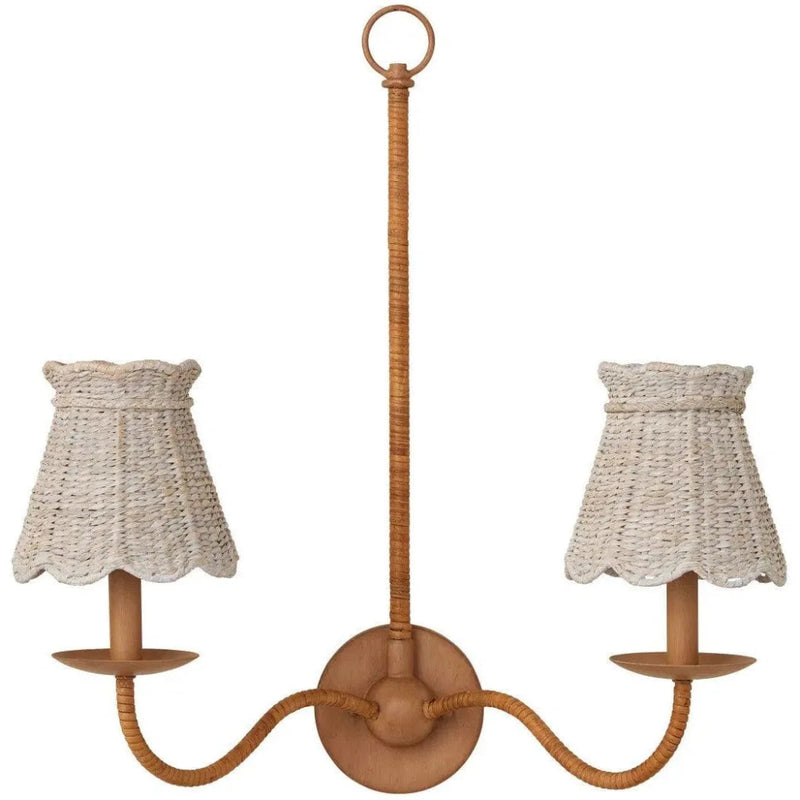 Annabelle Whitewashed Seagrass Tapered Chandelier Shade - LOOMLAN - Currey & Co - Chandeliers