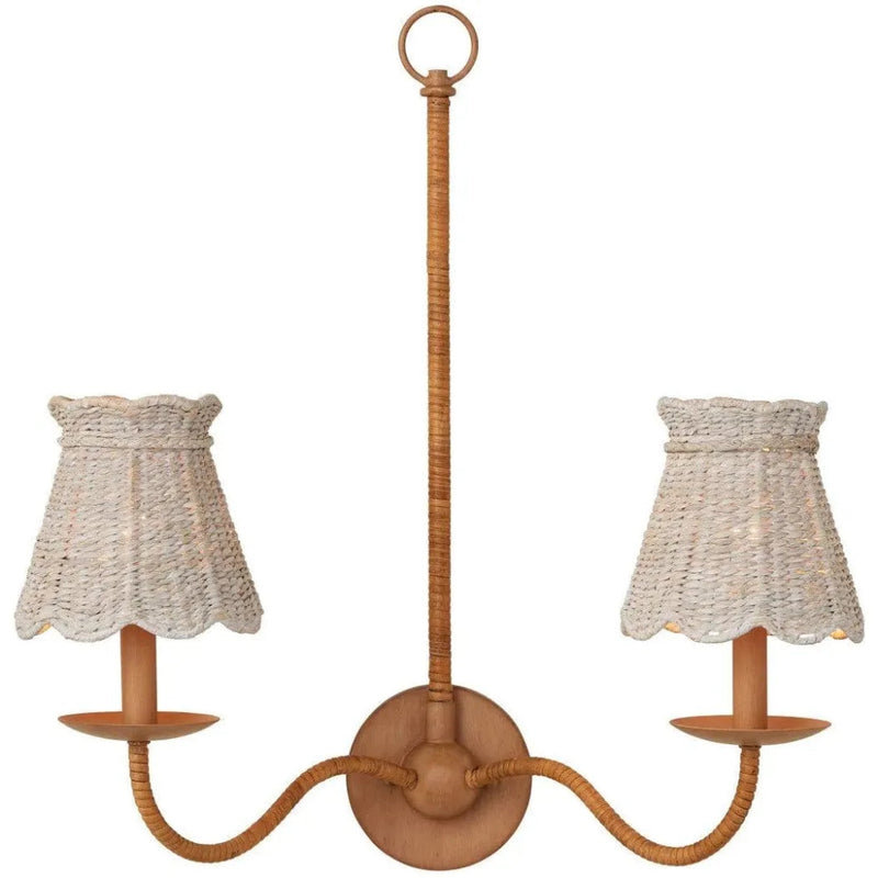 Annabelle Whitewashed Seagrass Tapered Chandelier Shade - LOOMLAN - Currey & Co - Chandeliers