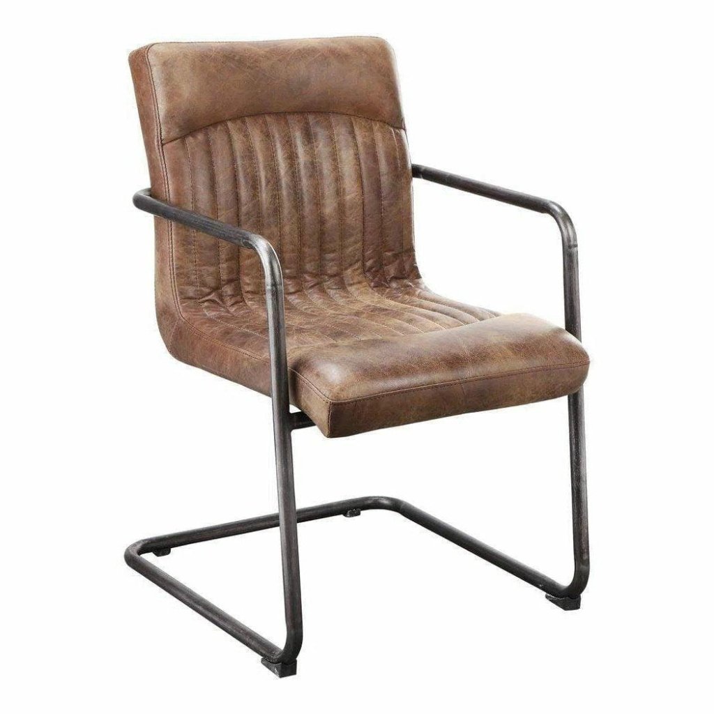 Ansel Grazed Leather Dining Chair (Set Of 2) - LOOMLAN - Moe's Home - Dining Chairs