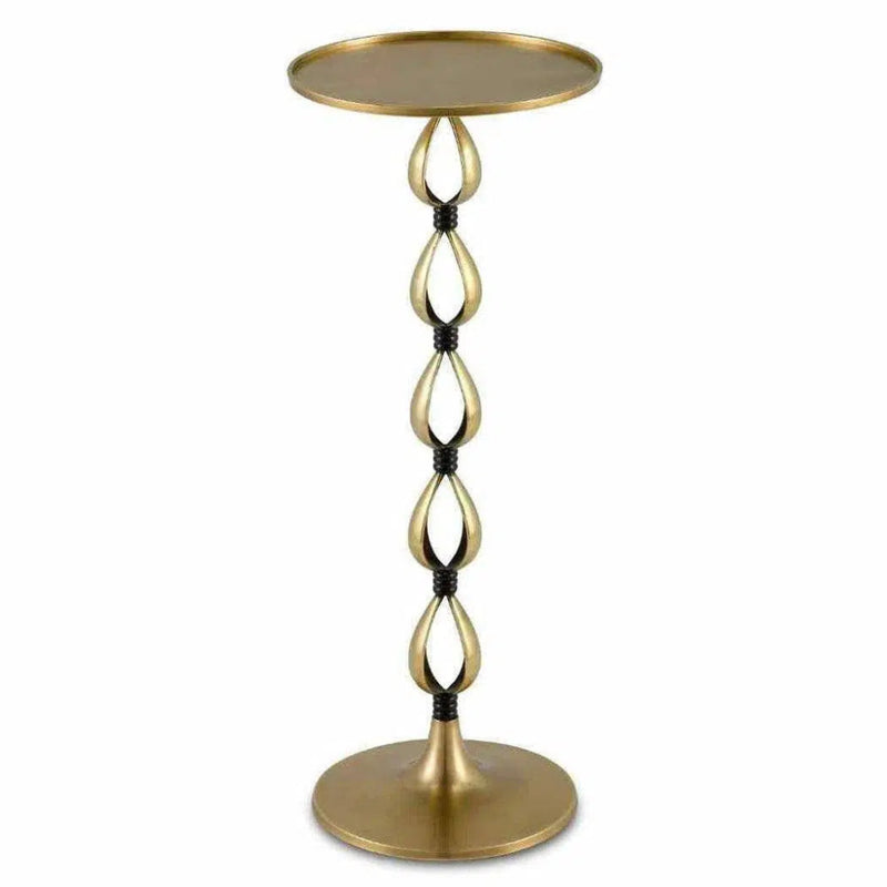 Antique Brass Black Salice Drinks Table - LOOMLAN - Currey & Co - Side Tables