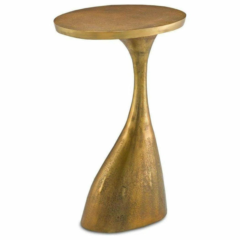 Antique Brass Ishaan Accent Table - LOOMLAN - Currey & Co - Side Tables