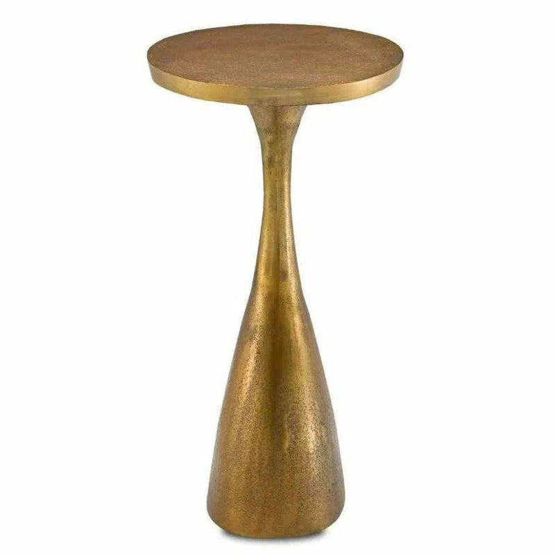 Antique Brass Ishaan Accent Table - LOOMLAN - Currey & Co - Side Tables