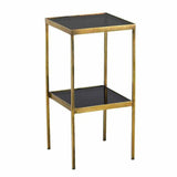 Antique Brass Smoke Silas Accent Table - LOOMLAN - Currey & Co - Side Tables