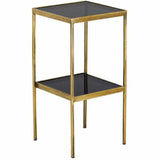 Antique Brass Smoke Silas Accent Table - LOOMLAN - Currey & Co - Side Tables