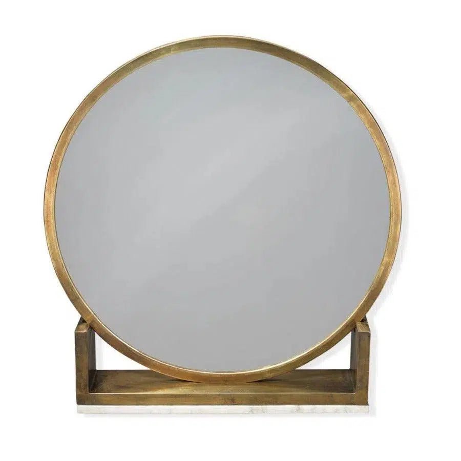 Antique Brass White Marble Odyssey Standing Wall Mirror - LOOMLAN - Jamie Young - Wall Mirrors