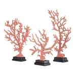 Antique Red Coral Branches Large Set of 3 - LOOMLAN - Currey & Co - Statues & Sculptures