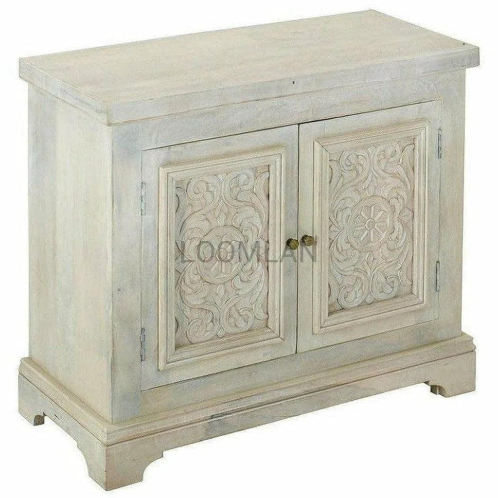 Antique White Farmhouse Nightstand Cabinet - LOOMLAN - LOOMLAN - Nightstands