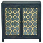 Antiqued Black 2 Glass Doors Honeycomb Cabinet - LOOMLAN - LOOMLAN - Accent Cabinets