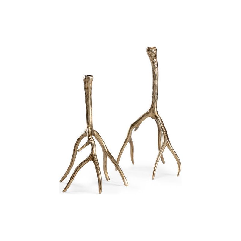 Antler Hall Gold Candleholders (Set Of 2) - LOOMLAN - Wildwood - Statues & Sculptures