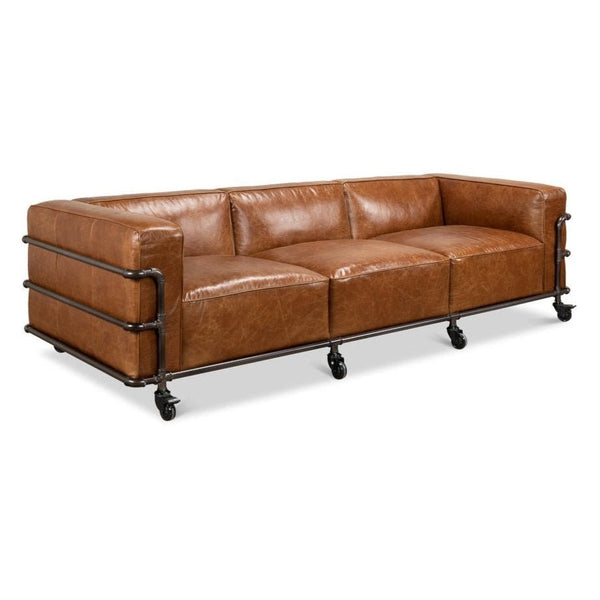 Antwerp Vintage Leather Sofa - LOOMLAN - Sarreid - Sofas & Loveseats