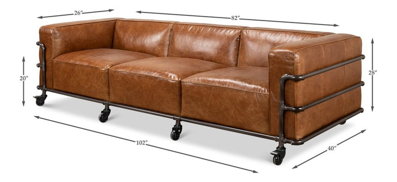 Antwerp Vintage Leather Sofa - LOOMLAN - Sarreid - Sofas & Loveseats