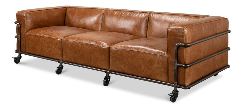 Antwerp Vintage Leather Sofa - LOOMLAN - Sarreid - Sofas & Loveseats