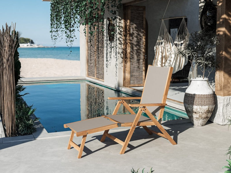 Aquitania Teak Patio Folding Lounge Deck Chair - LOOMLAN - HiTeak - Outdoor Lounge Chairs