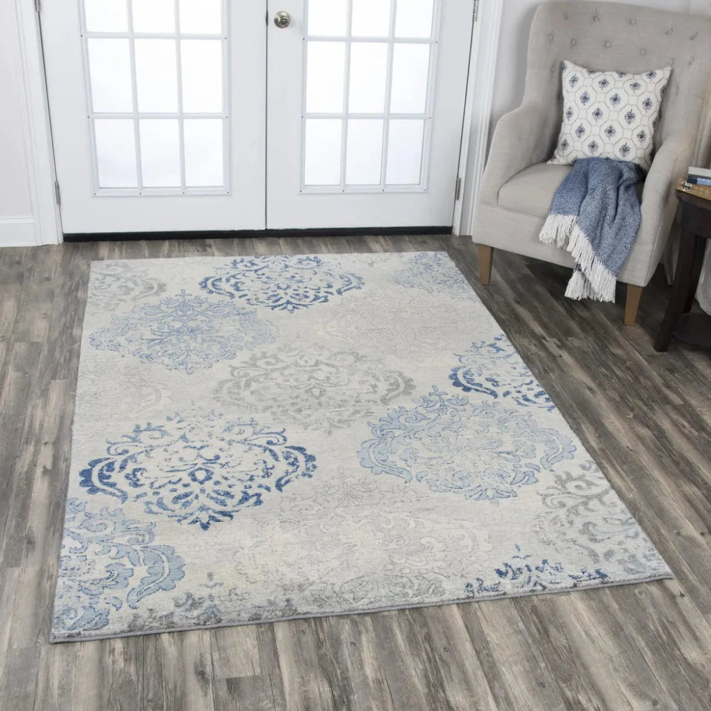 Aram Medallion Blue Large Area Rugs For Living Room - LOOMLAN - LOOMLAN - Area Rugs