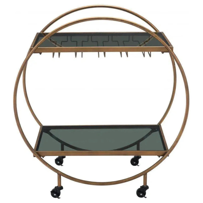 Arc Bar Cart Gold & Black Crafted from Iron - LOOMLAN - Zuo Modern - Home Bar Carts