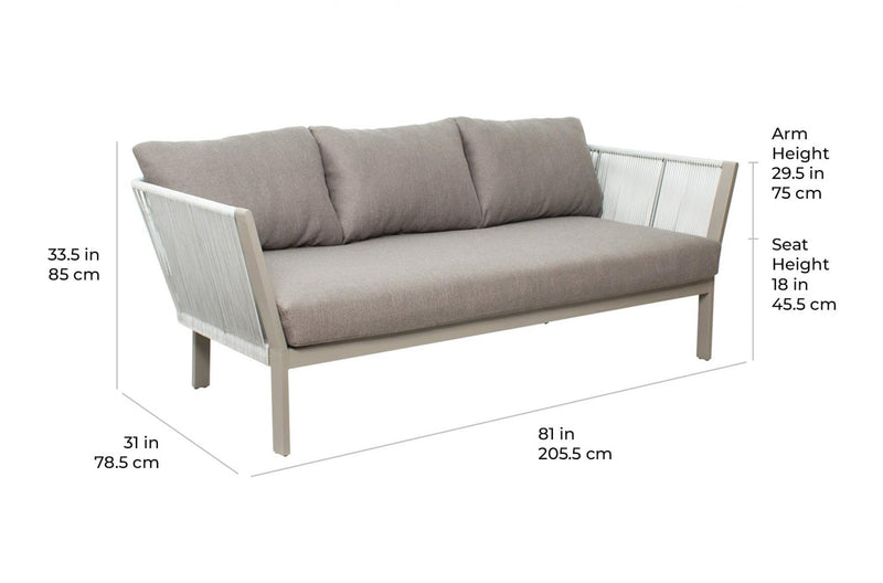 Saint Helena 3 Seat Sofa - Light Gray Outdoor