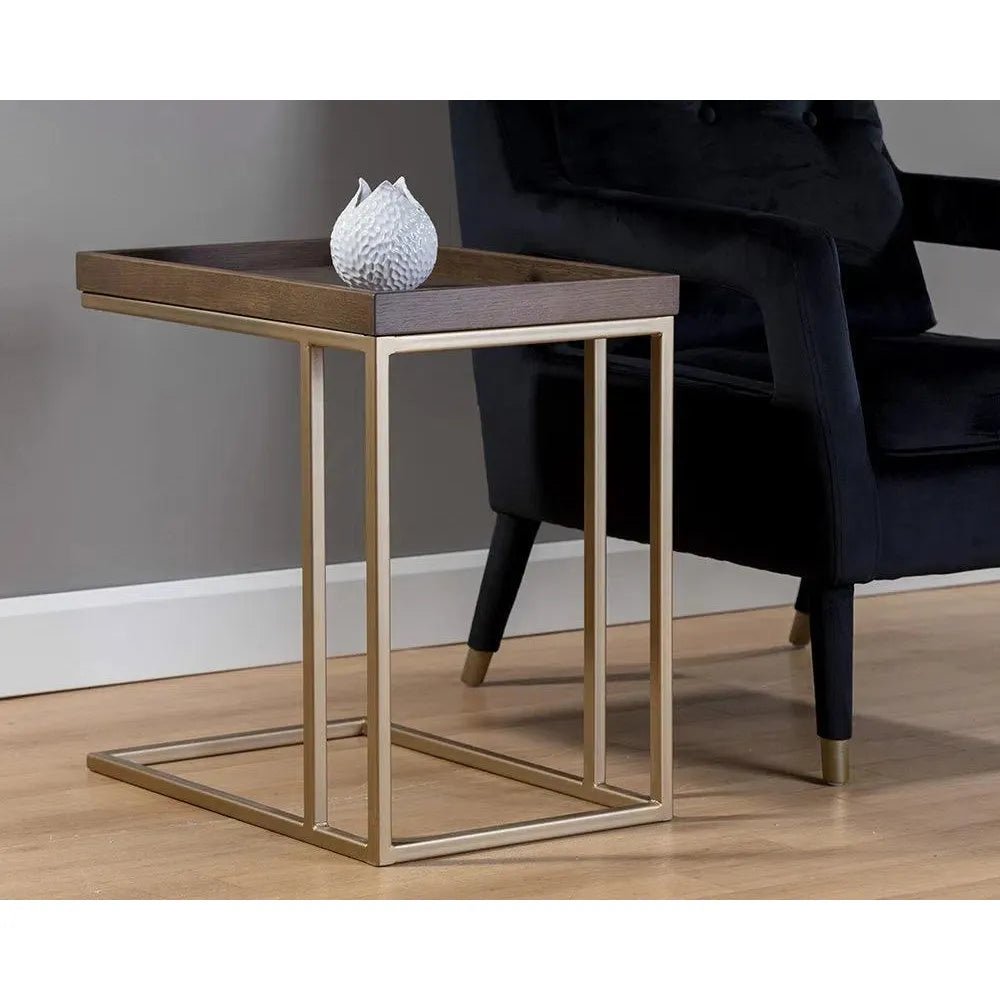 Arden C - Shaped Wooden Rectangular Side Table - LOOMLAN - SUNPAN - Side Tables