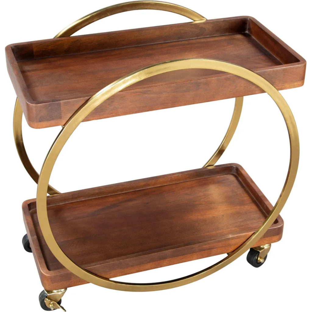 Arenas Bar Cart Brown with Deco - Inspired - LOOMLAN - Zuo Modern - Home Bar Carts