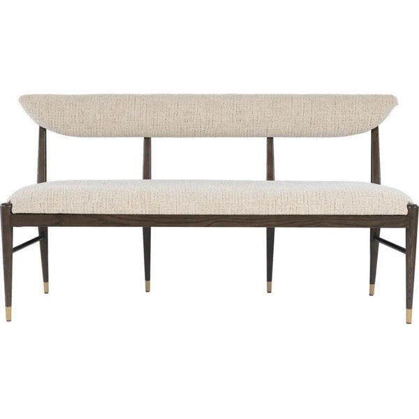 Arlan Wood and Brass Brown Bench - LOOMLAN - Currey & Co - Dining Benches