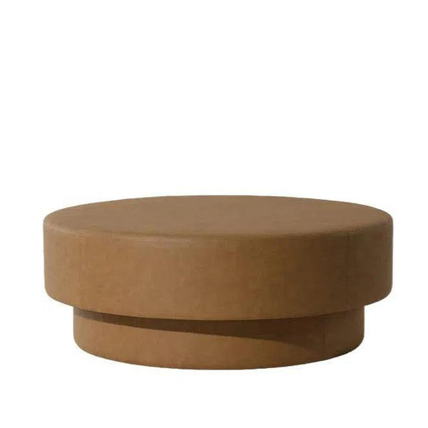 Arlo Ottoman Milliken Cognac Faux Leather - LOOMLAN - SUNPAN - Ottomans