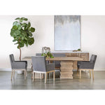 Arm Chairs Drake Arm Chair Gray Velvet Natural Gray Oak - LOOMLAN - Essentials For Living - Dining Chairs