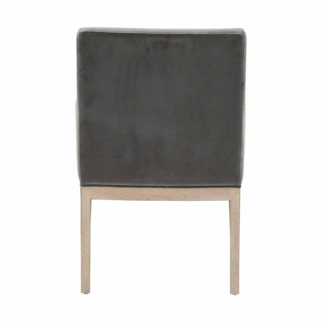 Arm Chairs Drake Arm Chair Gray Velvet Natural Gray Oak - LOOMLAN - Essentials For Living - Dining Chairs