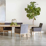 Arm Chairs Drake Arm Chair Gray Velvet Natural Gray Oak - LOOMLAN - Essentials For Living - Dining Chairs