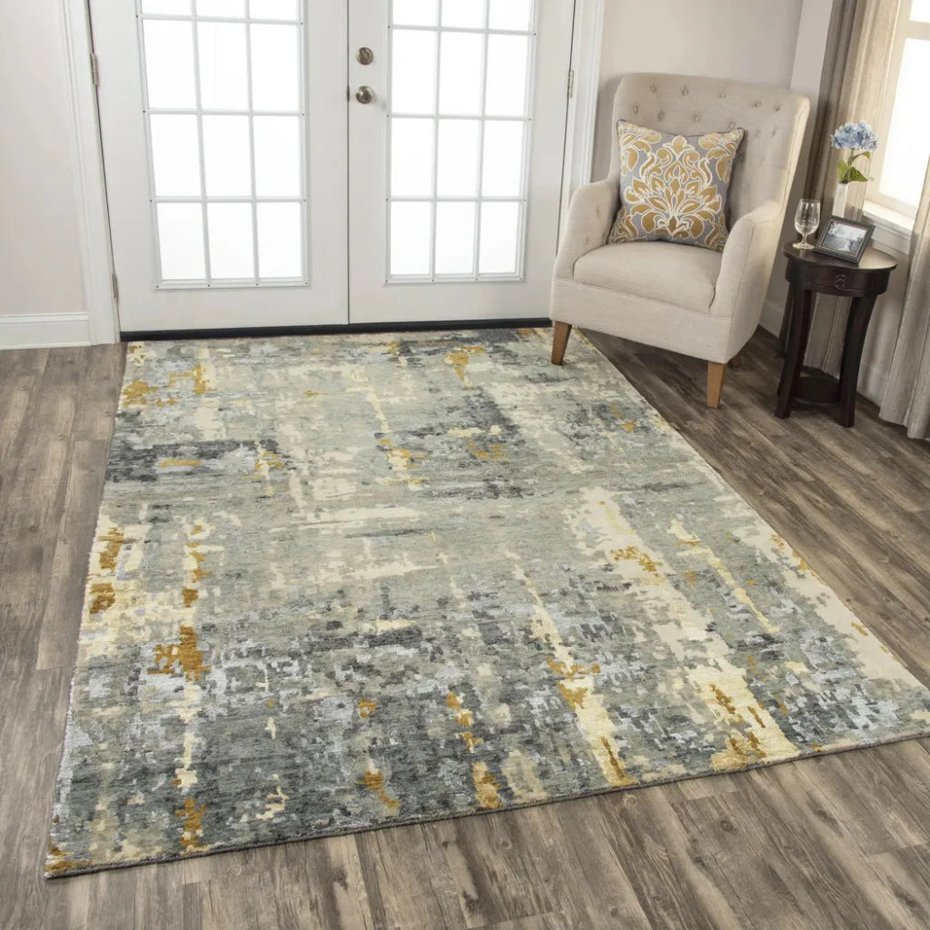 Arti Abstract Gold Large Area Rugs For Living Room - LOOMLAN - LOOMLAN - Area Rugs