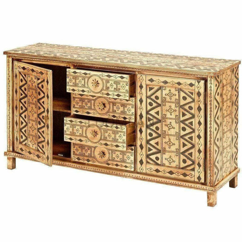 Artisan Painted Henna 4 Drawer Sideboard Henna - LOOMLAN - LOOMLAN - Sideboards