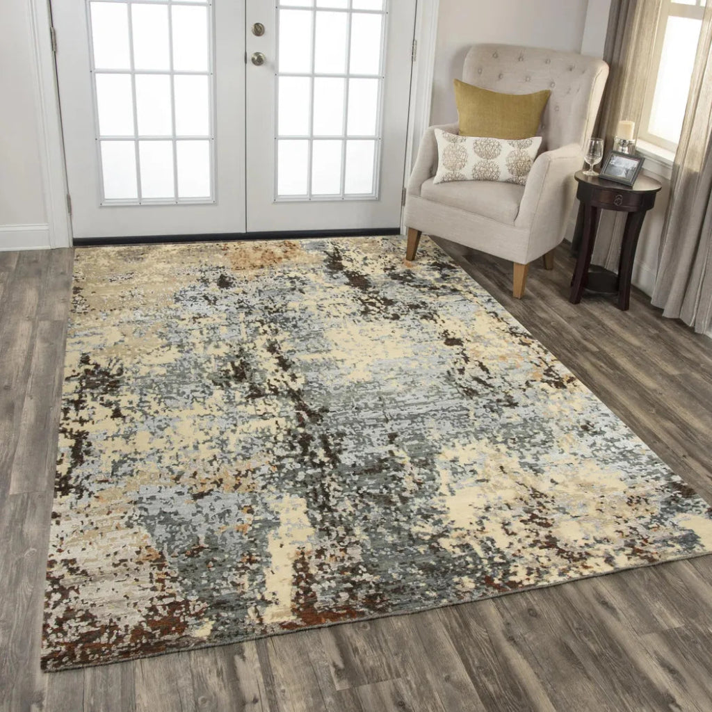 Arvi Abstract Light Gray Large Area Rugs - LOOMLAN - LOOMLAN - Area Rugs