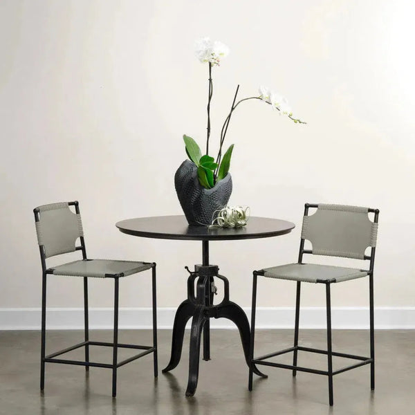Asher Grey Full Grain Leather Counter Stool Back - LOOMLAN - Jamie Young - Counter Stools