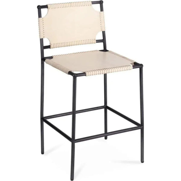 Asher White Full Grain Leather Counter Stool Back - LOOMLAN - Jamie Young - Counter Stools