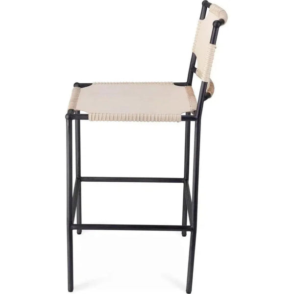 Asher White Full Grain Leather Counter Stool Back - LOOMLAN - Jamie Young - Counter Stools