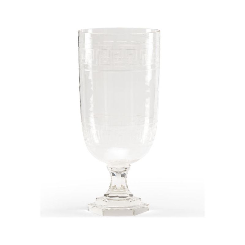 Athena Hurricane Crystal Greek Key Design Candleholder - LOOMLAN - Wildwood - Candle Holders