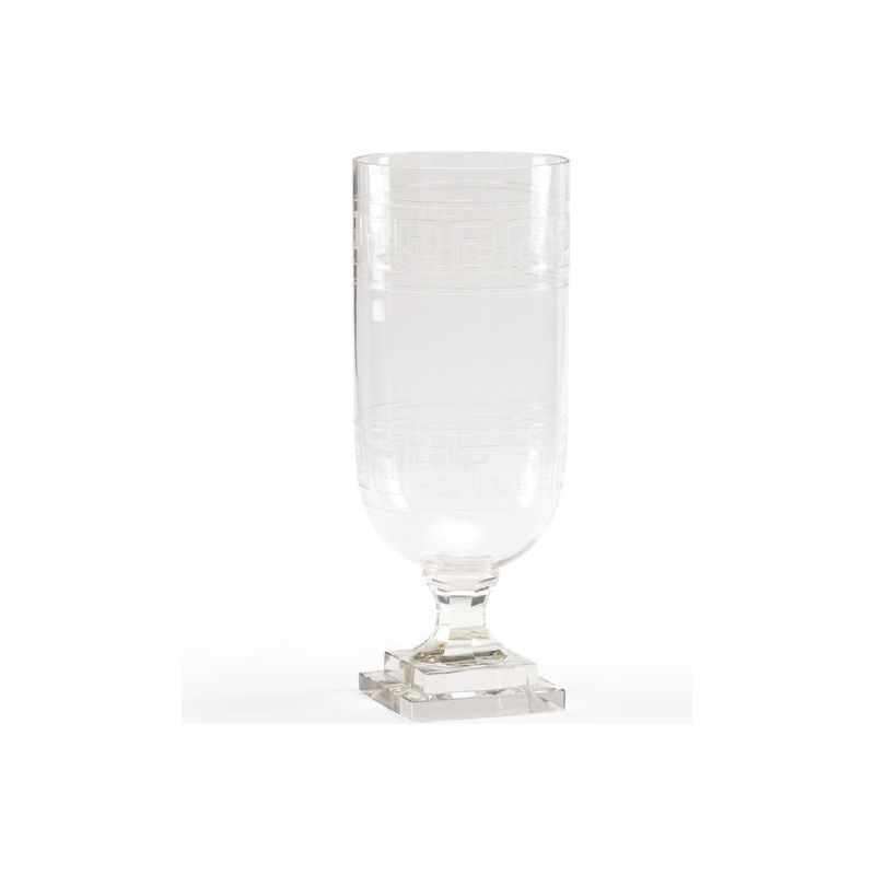 Athena Hurricane Crystal Greek Key Design Candleholder - LOOMLAN - Wildwood - Candle Holders