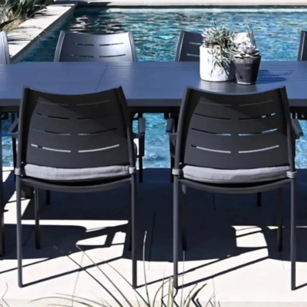 Athenes Black Outdoor Extendable Table Set With Chairs - LOOMLAN - LOOMLAN - Outdoor Dining Sets