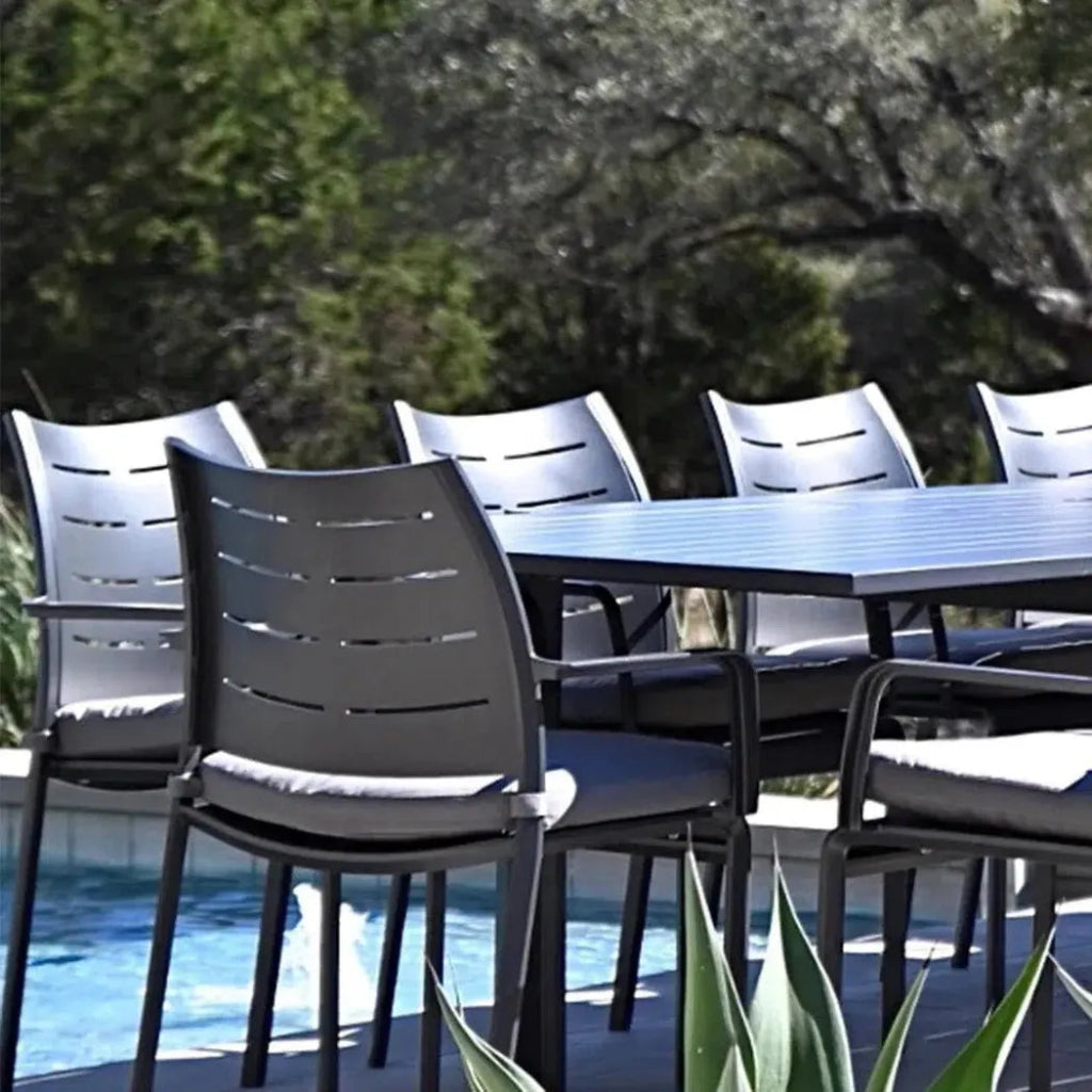 Athenes Black Outdoor Extendable Table Set With Chairs - LOOMLAN - LOOMLAN - Outdoor Dining Sets