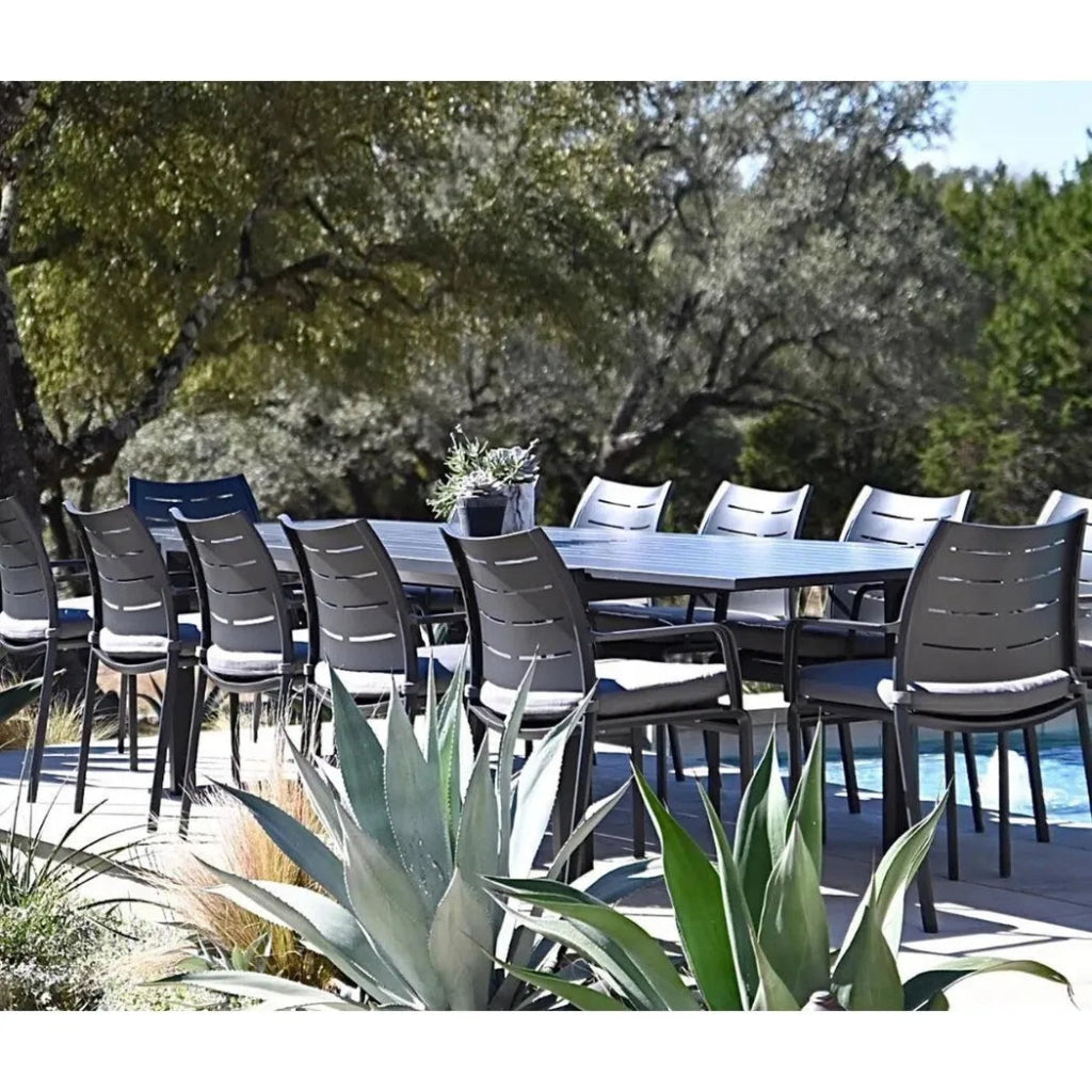 Athenes Black Outdoor Extendable Table Set With Chairs - LOOMLAN - LOOMLAN - Outdoor Dining Sets