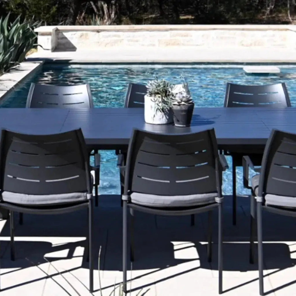 Athenes Black Outdoor Extendable Table Set With Chairs - LOOMLAN - LOOMLAN - Outdoor Dining Sets