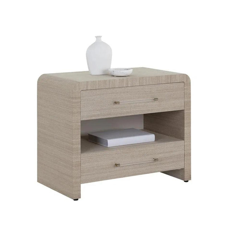 Atherton Wooden Framed Raffia Nightstand - LOOMLAN - SUNPAN - Nightstands