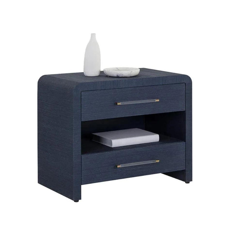 Atherton Wooden Framed Raffia Nightstand - LOOMLAN - SUNPAN - Nightstands