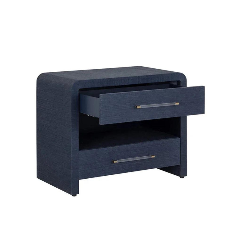 Atherton Wooden Framed Raffia Nightstand - LOOMLAN - SUNPAN - Nightstands