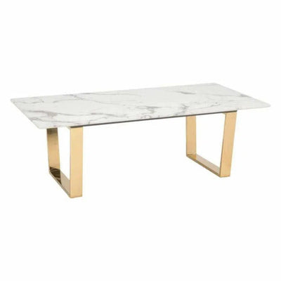 Atlas Coffee Table White & Gold - LOOMLAN - Zuo Modern - Coffee Tables