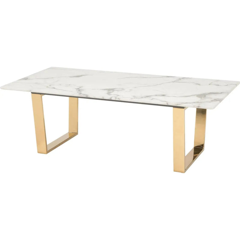 Atlas Coffee Table White & Gold - LOOMLAN - Zuo Modern - Coffee Tables