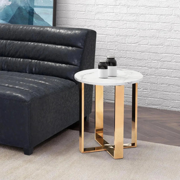 Atlas End Table White & Gold - LOOMLAN - Zuo Modern - Side Tables